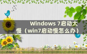 Windows 7启动太慢（win7启动慢怎么办）